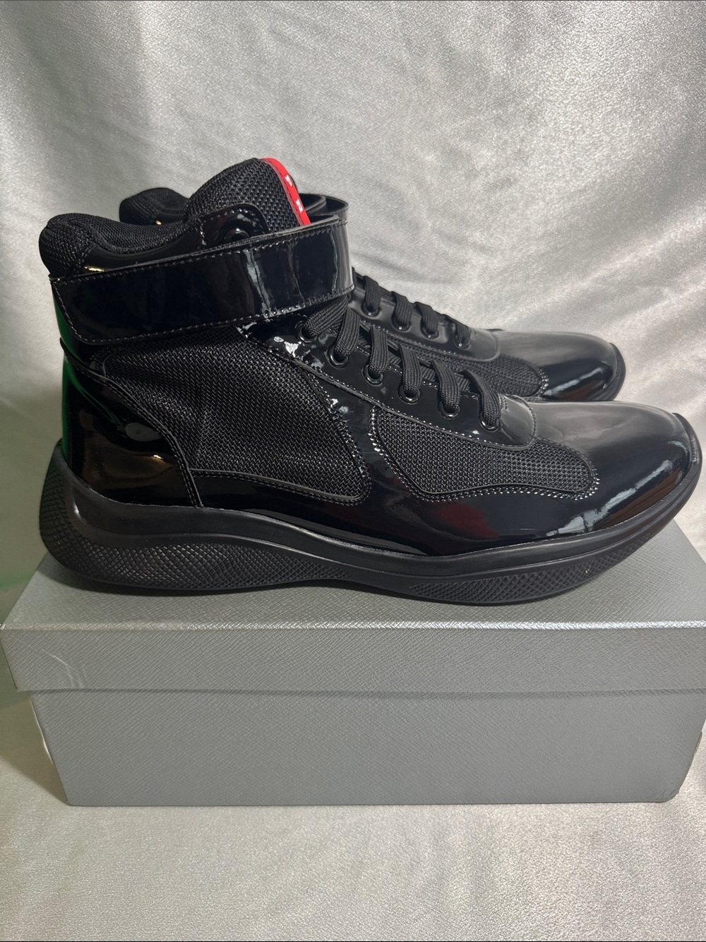 PRADA America's Cup high-top sneakers in black patent leather🔥New! - Picture 6 of 13